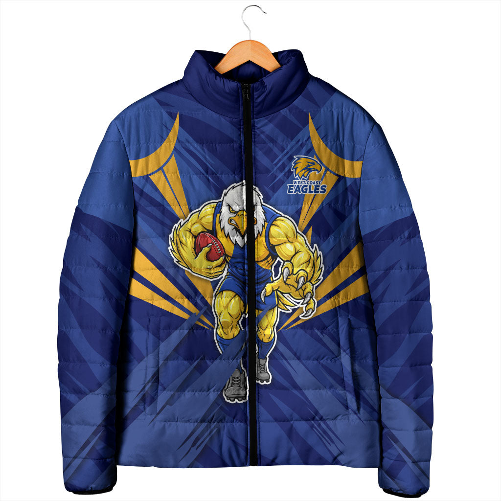 West Coast Eagles Australian Football Padded Jacket Powerful Eagle Mascot - Bold Team Colors
