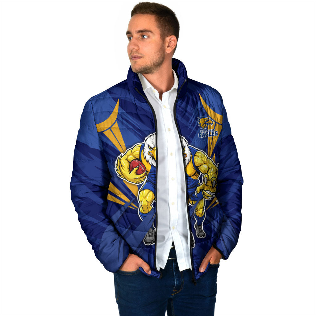 West Coast Eagles Australian Football Padded Jacket Powerful Eagle Mascot - Bold Team Colors