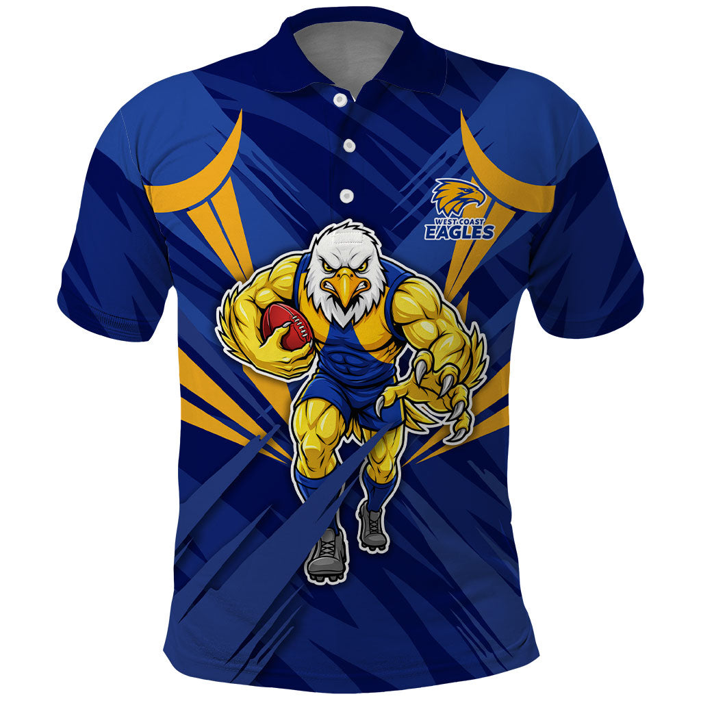 West Coast Eagles Australian Football Polo Shirt Powerful Eagle Mascot - Bold Team Colors