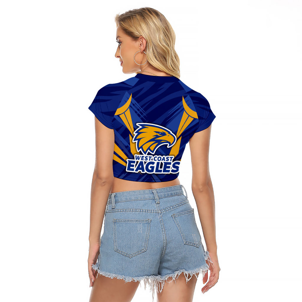 West Coast Eagles Australian Football Raglan Cropped T Shirt Powerful Eagle Mascot - Bold Team Colors