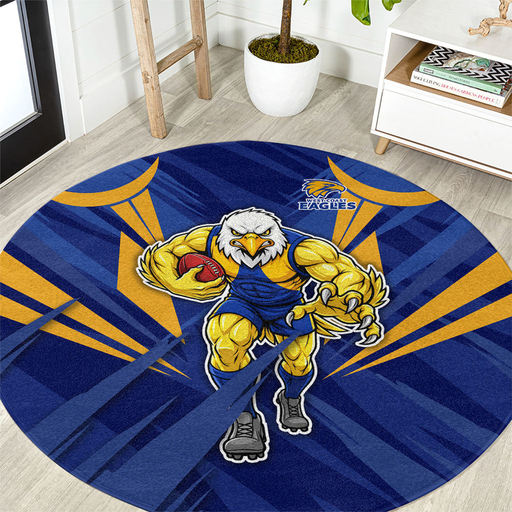 West Coast Eagles Australian Football Round Carpet Powerful Eagle Mascot - Bold Team Colors
