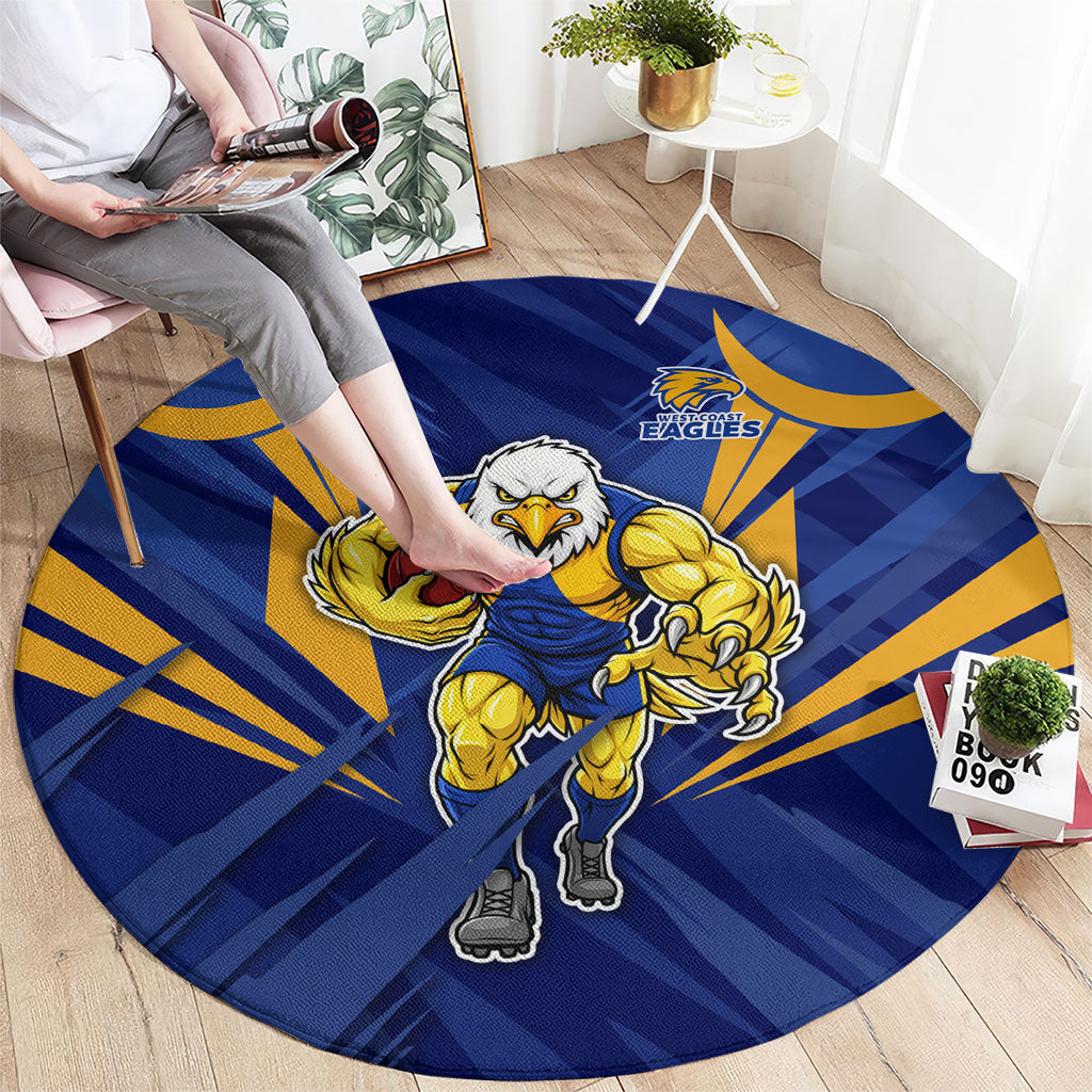 West Coast Eagles Australian Football Round Carpet Powerful Eagle Mascot - Bold Team Colors