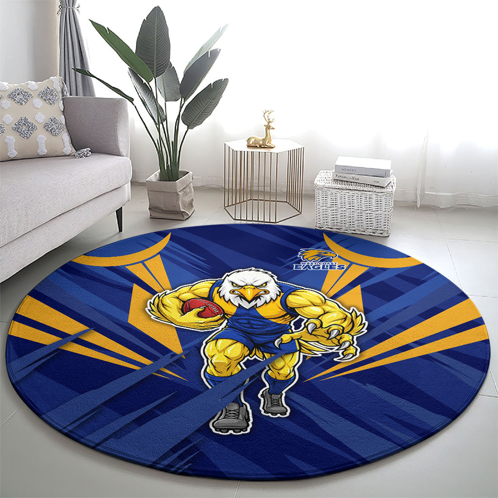 West Coast Eagles Australian Football Round Carpet Powerful Eagle Mascot - Bold Team Colors
