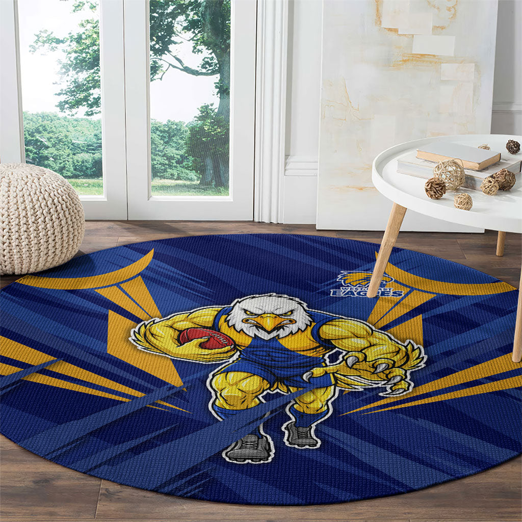 West Coast Eagles Australian Football Round Carpet Powerful Eagle Mascot - Bold Team Colors