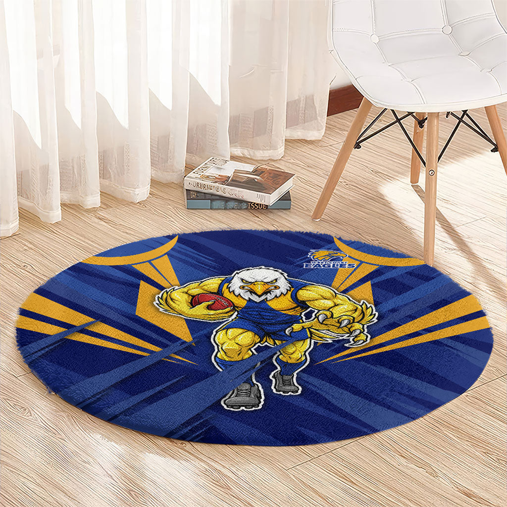 West Coast Eagles Australian Football Round Carpet Powerful Eagle Mascot - Bold Team Colors