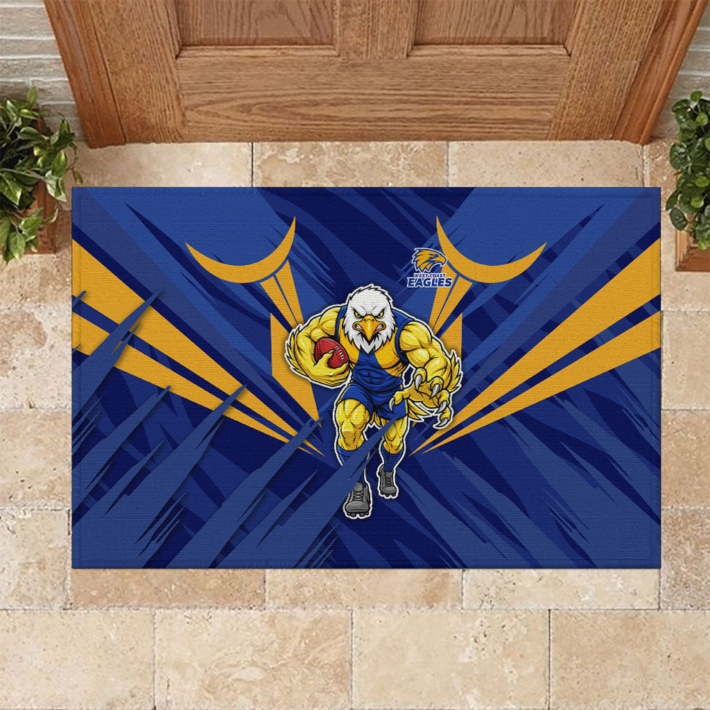 West Coast Eagles Australian Football Rubber Doormat Powerful Eagle Mascot - Bold Team Colors