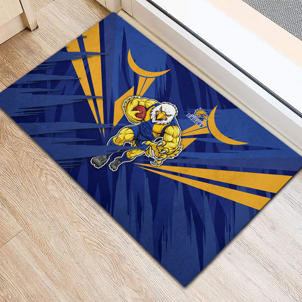 West Coast Eagles Australian Football Rubber Doormat Powerful Eagle Mascot - Bold Team Colors