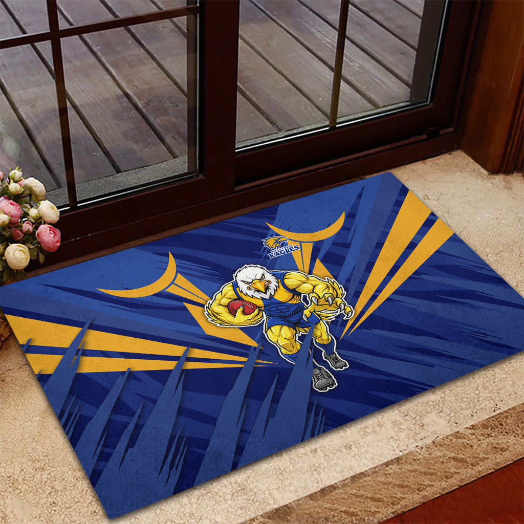 West Coast Eagles Australian Football Rubber Doormat Powerful Eagle Mascot - Bold Team Colors