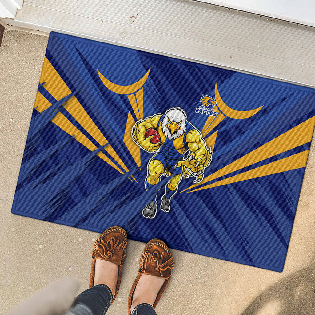 West Coast Eagles Australian Football Rubber Doormat Powerful Eagle Mascot - Bold Team Colors