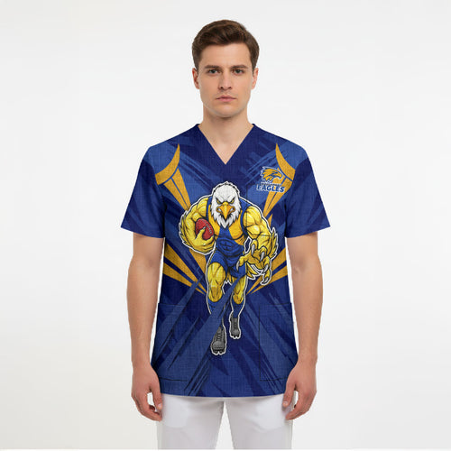 West Coast Eagles Australian Football Scrub Top Powerful Eagle Mascot - Bold Team Colors