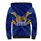 West Coast Eagles Australian Football Sherpa Hoodie Powerful Eagle Mascot - Bold Team Colors