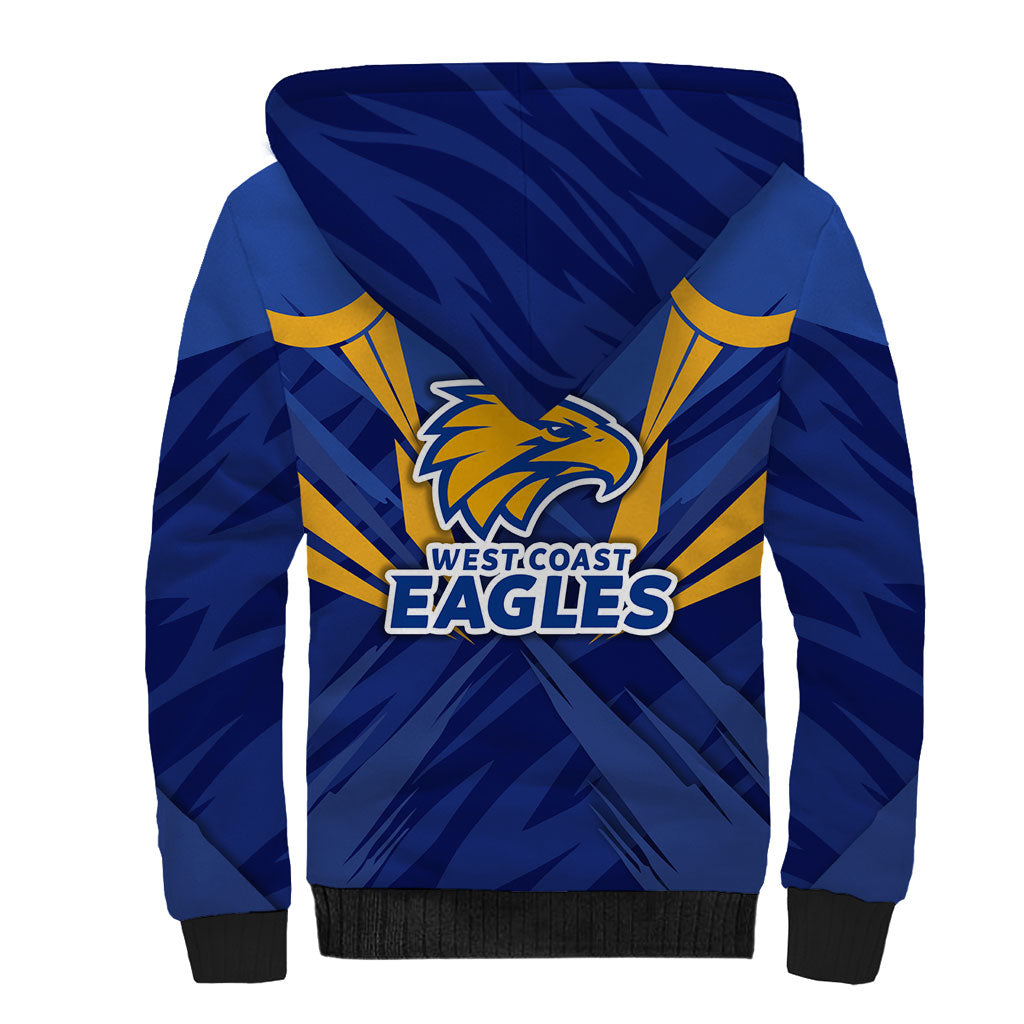 West Coast Eagles Australian Football Sherpa Hoodie Powerful Eagle Mascot - Bold Team Colors