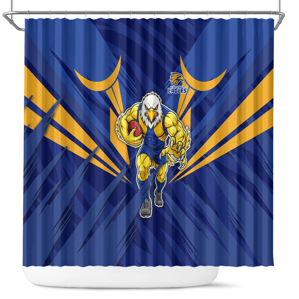 West Coast Eagles Australian Football Shower Curtain Powerful Eagle Mascot - Bold Team Colors