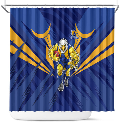 West Coast Eagles Australian Football Shower Curtain Powerful Eagle Mascot - Bold Team Colors