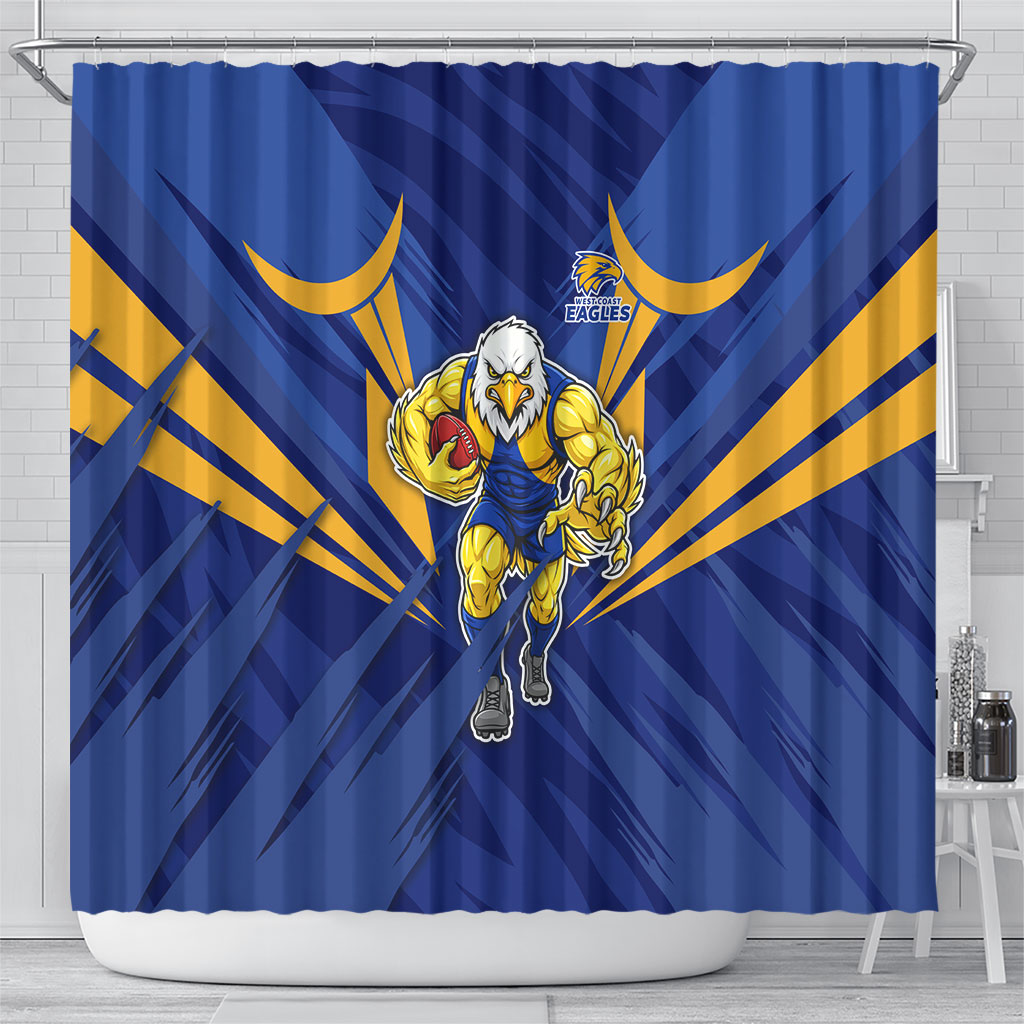 West Coast Eagles Australian Football Shower Curtain Powerful Eagle Mascot - Bold Team Colors