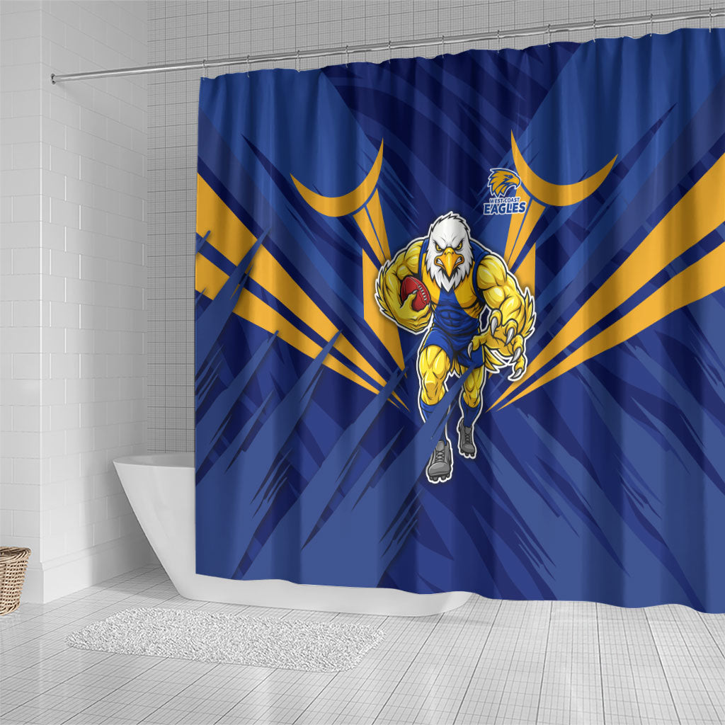 West Coast Eagles Australian Football Shower Curtain Powerful Eagle Mascot - Bold Team Colors
