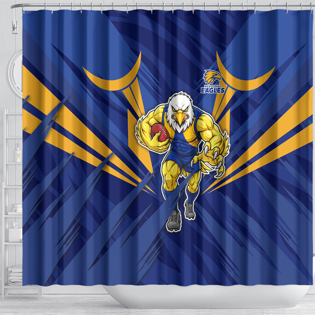 West Coast Eagles Australian Football Shower Curtain Powerful Eagle Mascot - Bold Team Colors