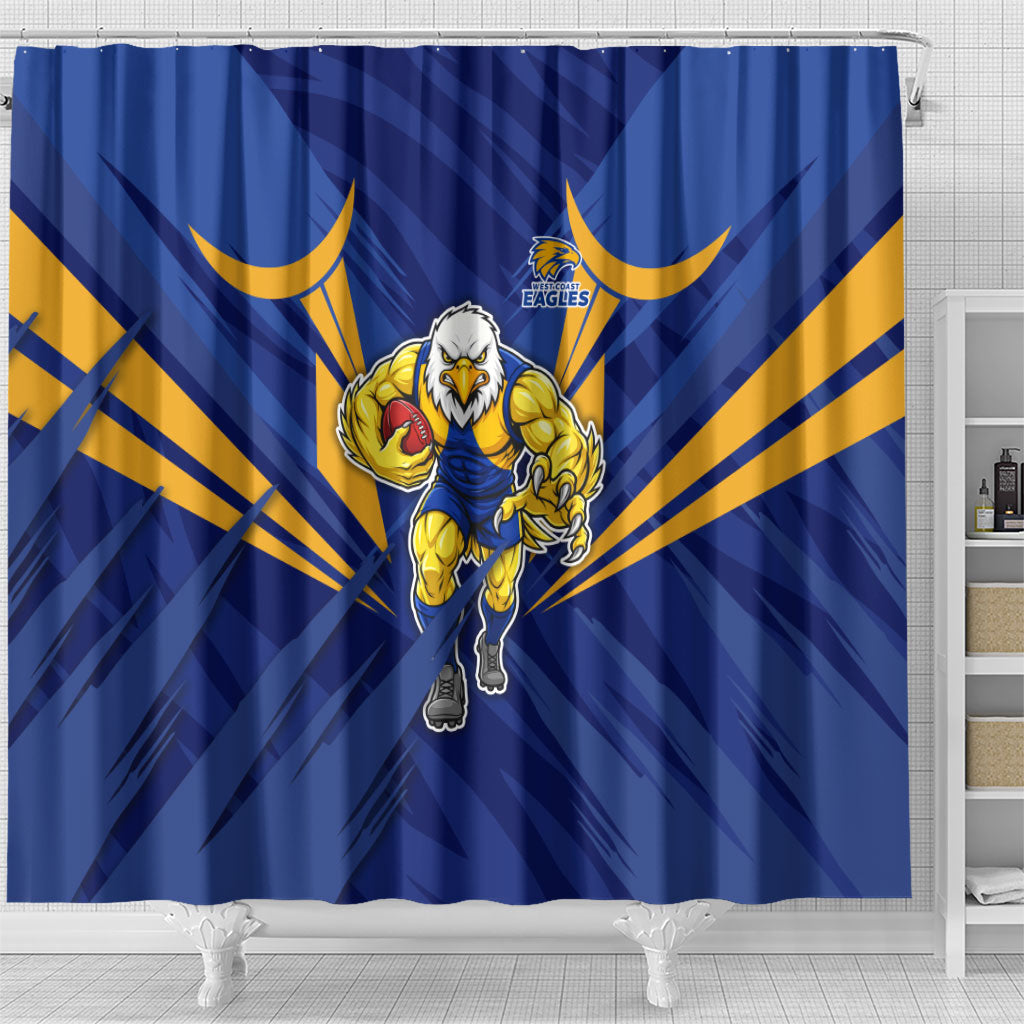 West Coast Eagles Australian Football Shower Curtain Powerful Eagle Mascot - Bold Team Colors