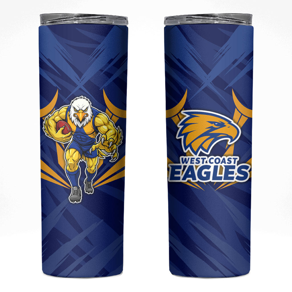 West Coast Eagles Australian Football Skinny Tumbler Powerful Eagle Mascot - Bold Team Colors
