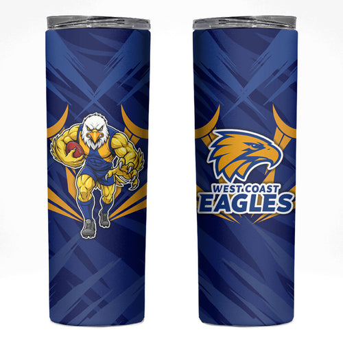 West Coast Eagles Australian Football Skinny Tumbler Powerful Eagle Mascot - Bold Team Colors