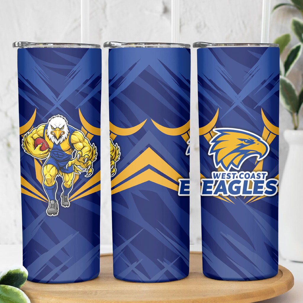 West Coast Eagles Australian Football Skinny Tumbler Powerful Eagle Mascot - Bold Team Colors