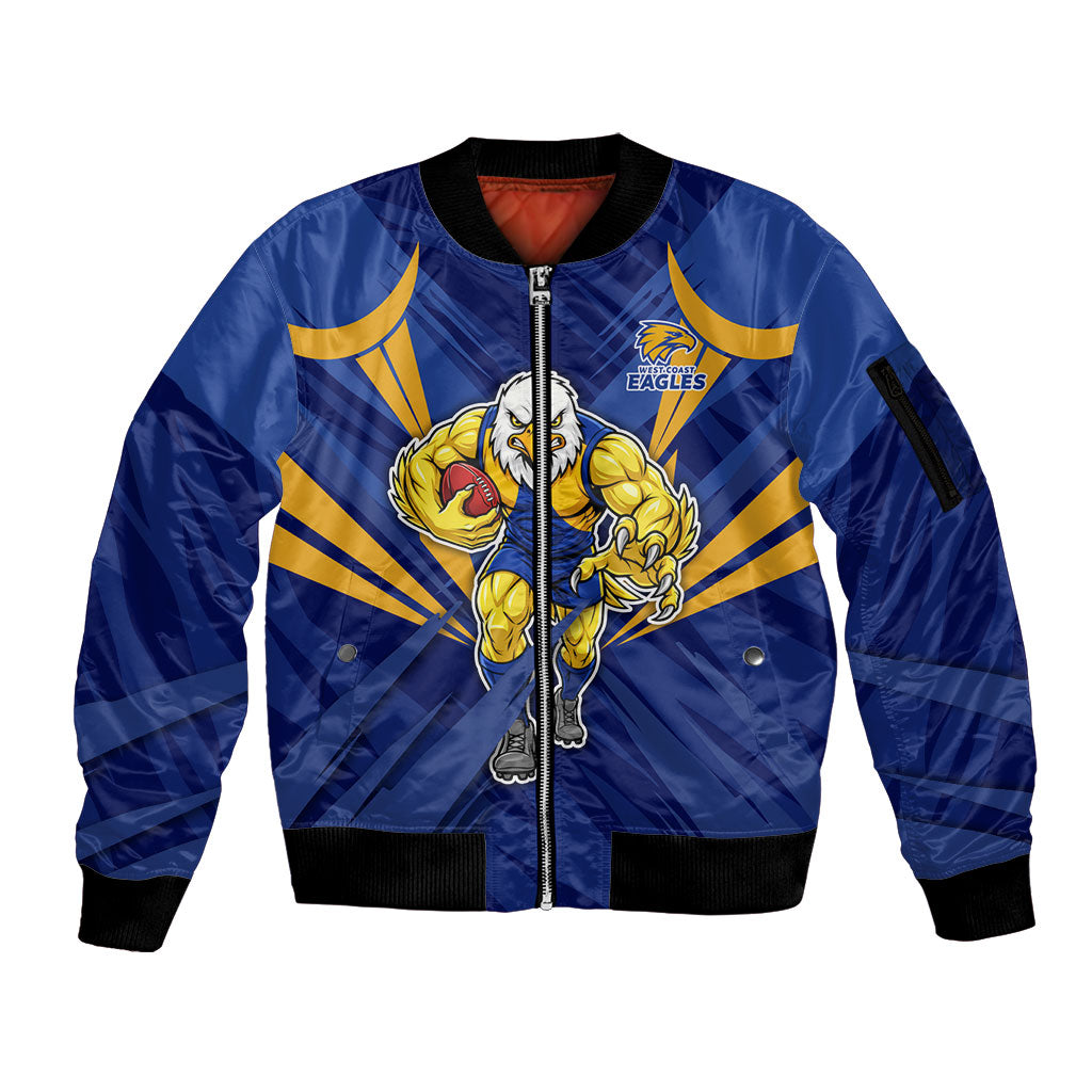 West Coast Eagles Australian Football Sleeve Zip Bomber Jacket Powerful Eagle Mascot - Bold Team Colors