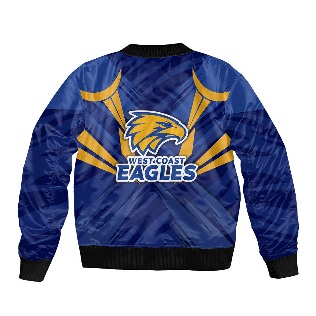 West Coast Eagles Australian Football Sleeve Zip Bomber Jacket Powerful Eagle Mascot - Bold Team Colors