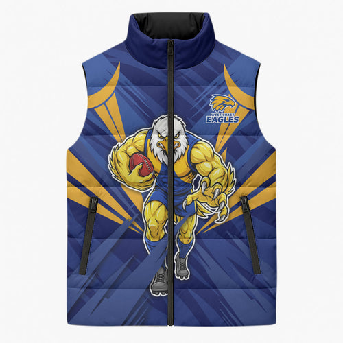 West Coast Eagles Australian Football Sleeveless Puffer Jacket Powerful Eagle Mascot - Bold Team Colors