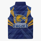 West Coast Eagles Australian Football Sleeveless Puffer Jacket Powerful Eagle Mascot - Bold Team Colors