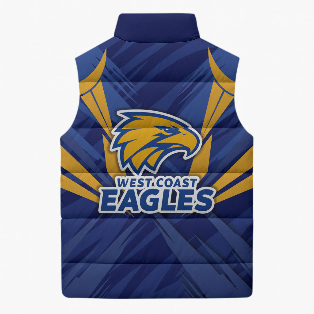West Coast Eagles Australian Football Sleeveless Puffer Jacket Powerful Eagle Mascot - Bold Team Colors