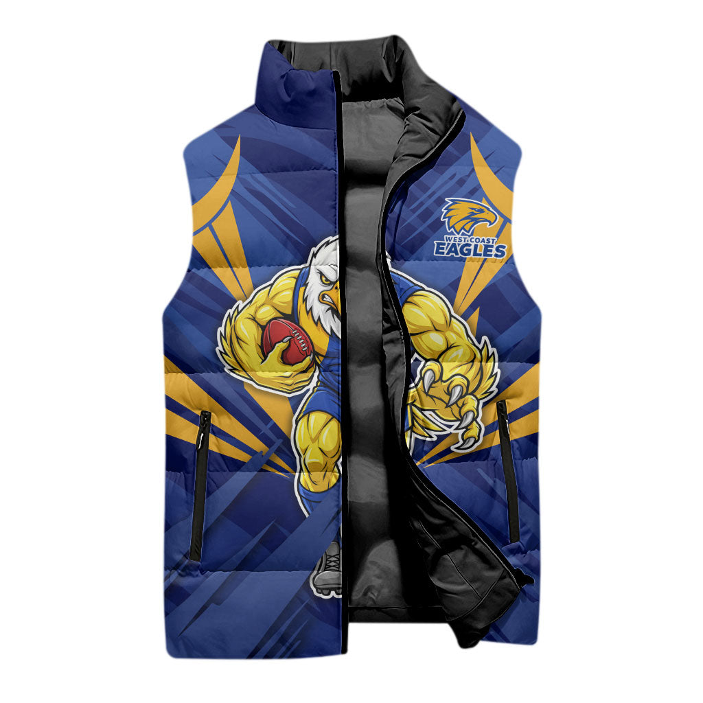 West Coast Eagles Australian Football Sleeveless Puffer Jacket Powerful Eagle Mascot - Bold Team Colors