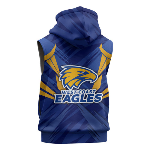 West Coast Eagles Australian Football Sleeveless Zip Hoodie Powerful Eagle Mascot - Bold Team Colors