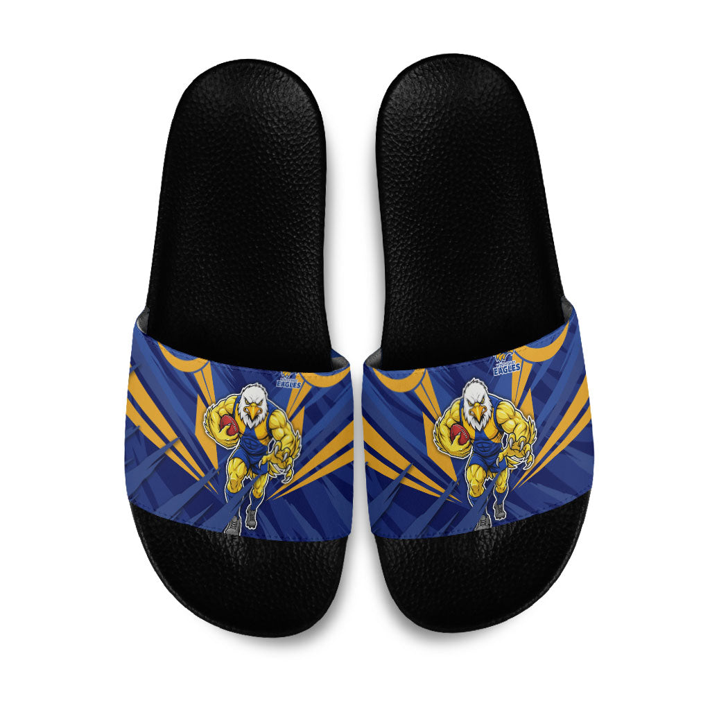West Coast Eagles Australian Football Slide Sandals Powerful Eagle Mascot - Bold Team Colors