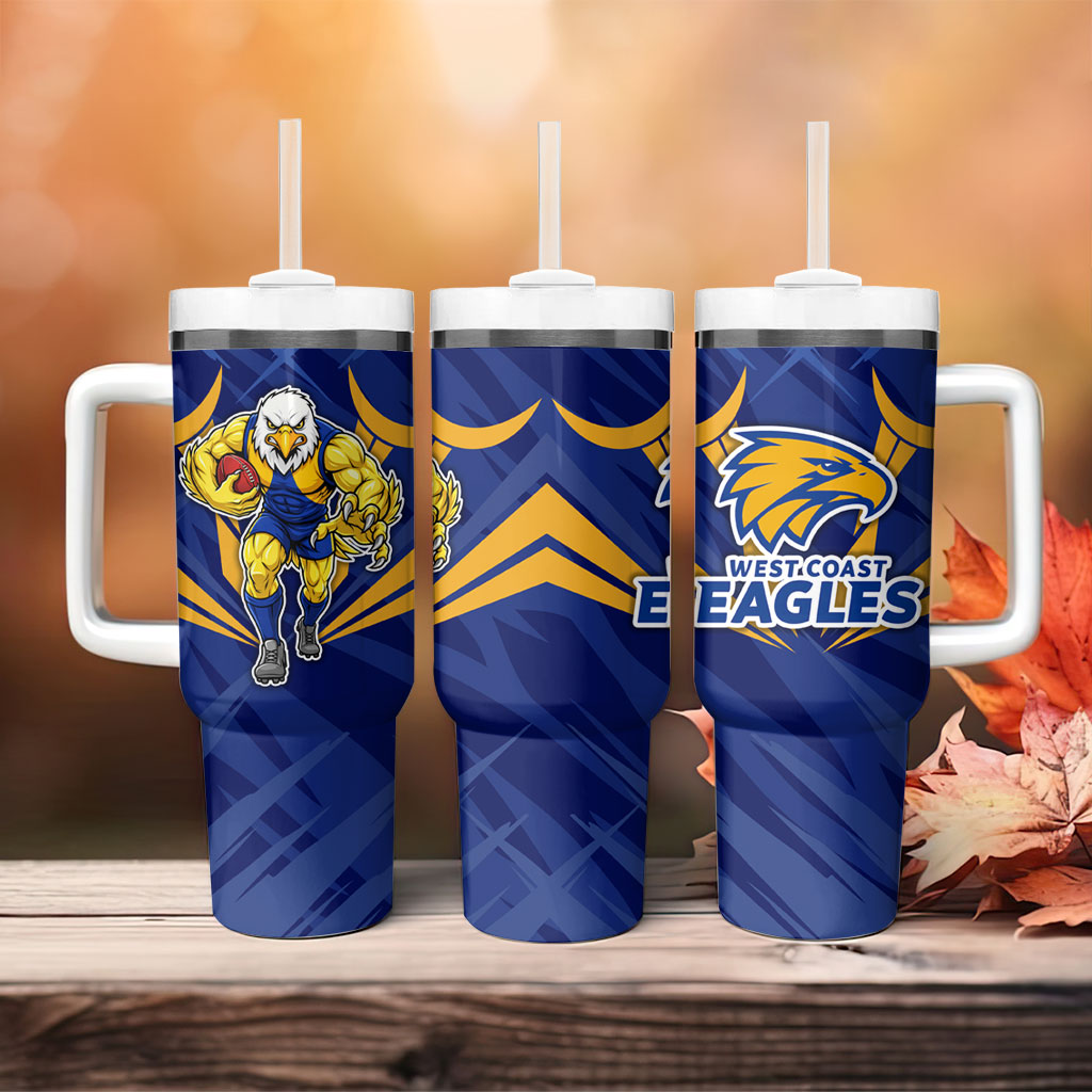 West Coast Eagles Australian Football Tumbler With Handle Powerful Eagle Mascot - Bold Team Colors