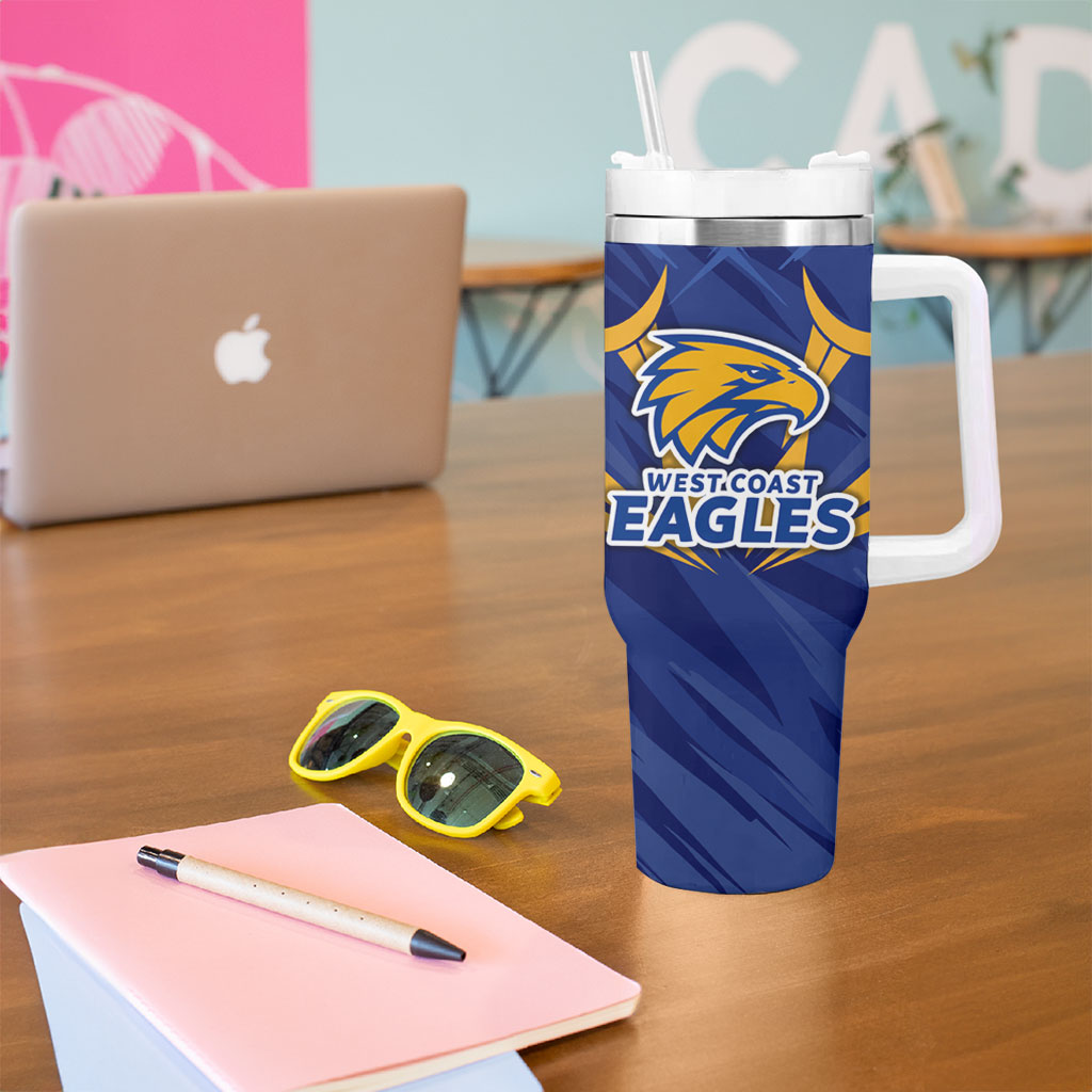 West Coast Eagles Australian Football Tumbler With Handle Powerful Eagle Mascot - Bold Team Colors