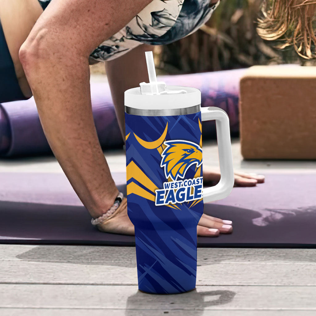 West Coast Eagles Australian Football Tumbler With Handle Powerful Eagle Mascot - Bold Team Colors