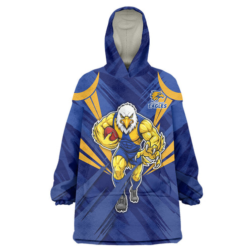 West Coast Eagles Australian Football Wearable Blanket Hoodie Powerful Eagle Mascot - Bold Team Colors
