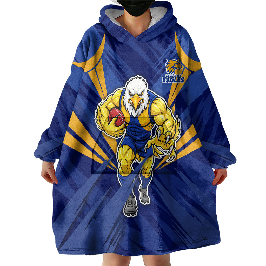 West Coast Eagles Australian Football Wearable Blanket Hoodie Powerful Eagle Mascot - Bold Team Colors