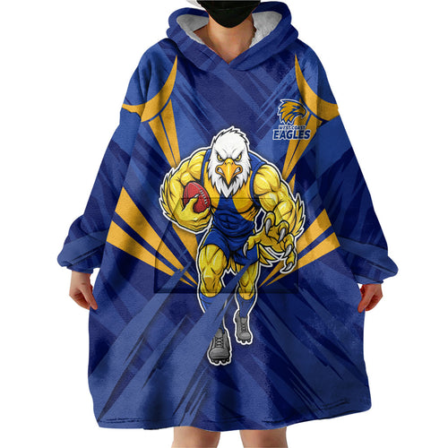 West Coast Eagles Australian Football Wearable Blanket Hoodie Powerful Eagle Mascot - Bold Team Colors