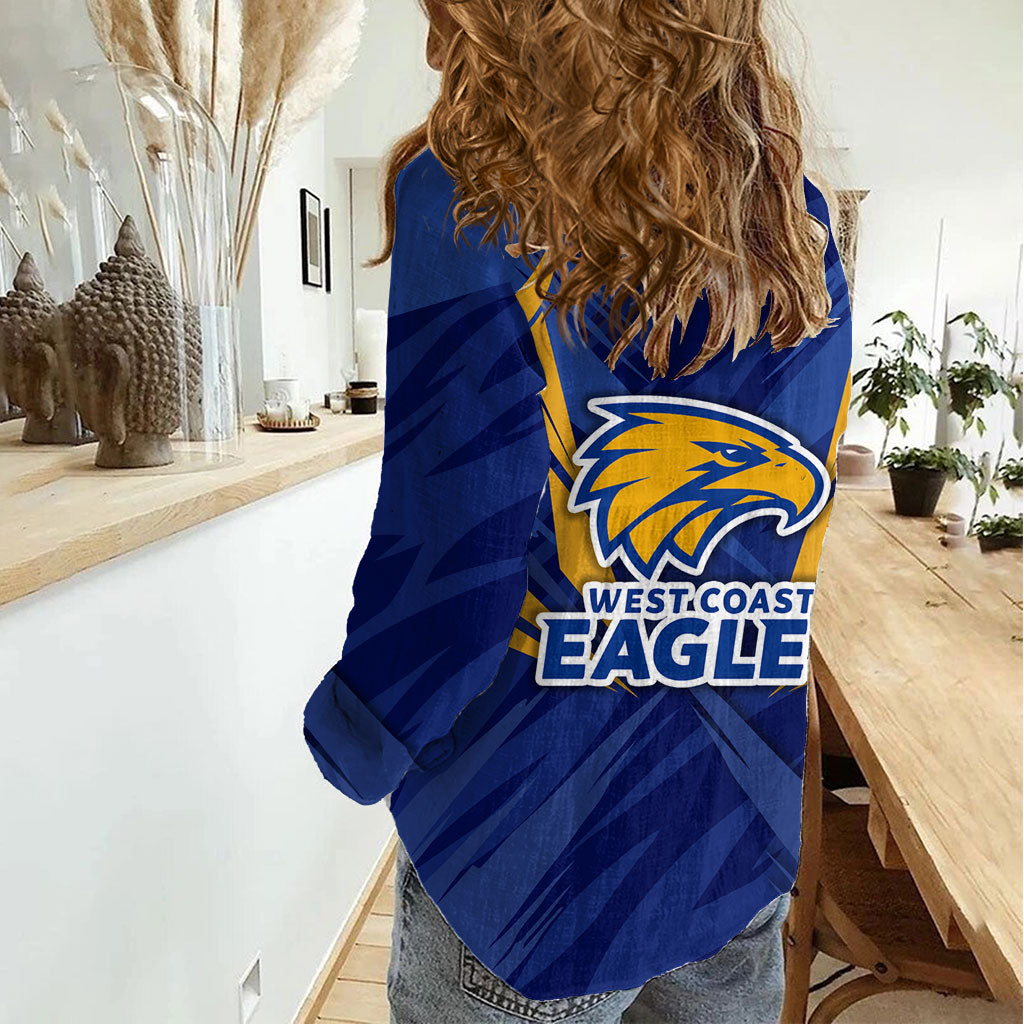 West Coast Eagles Australian Football Women Casual Shirt Powerful Eagle Mascot - Bold Team Colors