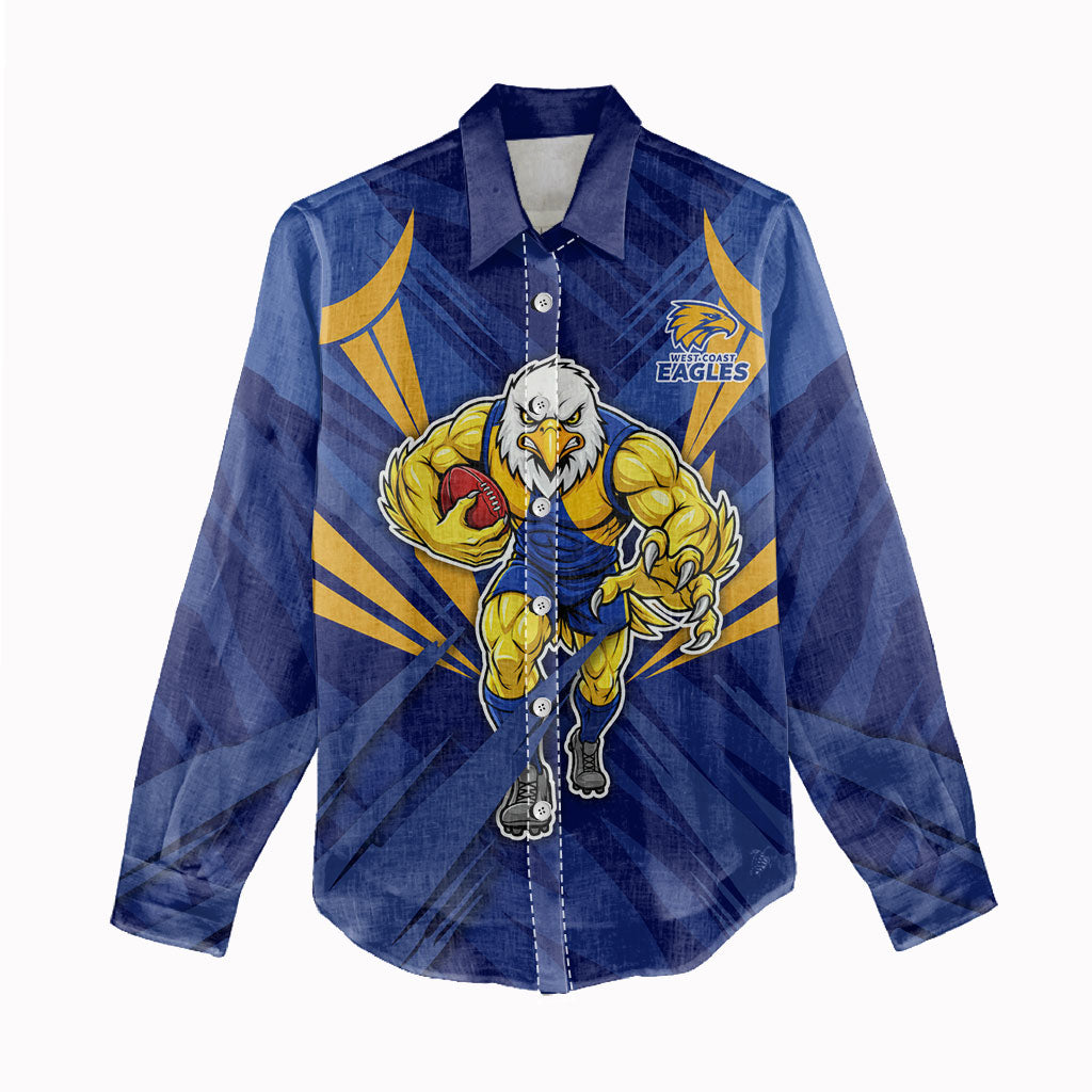 West Coast Eagles Australian Football Women Casual Shirt Powerful Eagle Mascot - Bold Team Colors