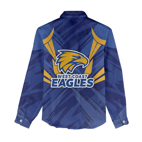 West Coast Eagles Australian Football Women Casual Shirt Powerful Eagle Mascot - Bold Team Colors