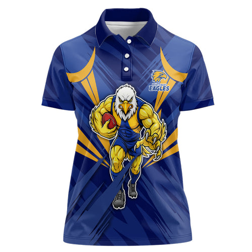 West Coast Eagles Australian Football Women Polo Shirt Powerful Eagle Mascot - Bold Team Colors
