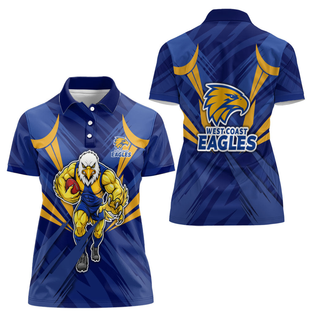 West Coast Eagles Australian Football Women Polo Shirt Powerful Eagle Mascot - Bold Team Colors