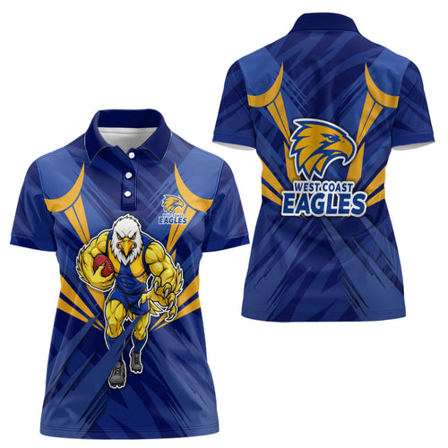 West Coast Eagles Australian Football Women Polo Shirt Powerful Eagle Mascot - Bold Team Colors