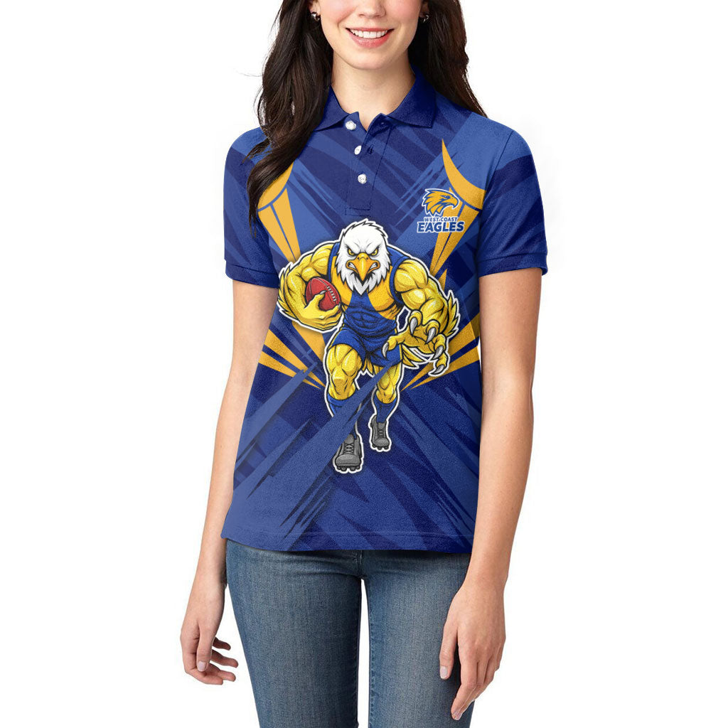 West Coast Eagles Australian Football Women Polo Shirt Powerful Eagle Mascot - Bold Team Colors