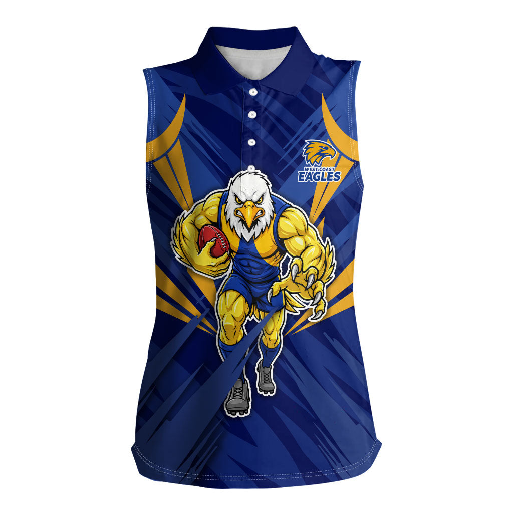 West Coast Eagles Australian Football Women Sleeveless Polo Shirt Powerful Eagle Mascot - Bold Team Colors