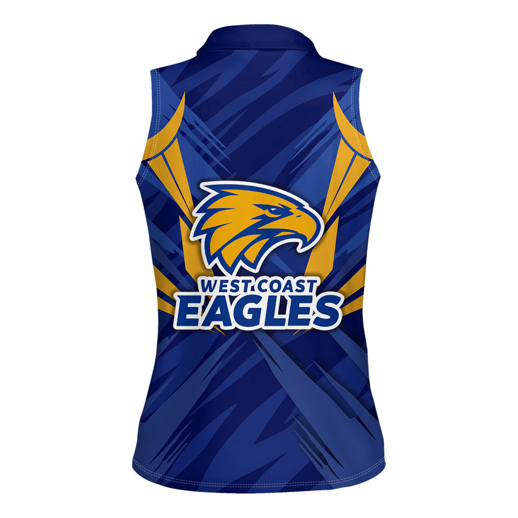 West Coast Eagles Australian Football Women Sleeveless Polo Shirt Powerful Eagle Mascot - Bold Team Colors