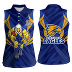 West Coast Eagles Australian Football Women Sleeveless Polo Shirt Powerful Eagle Mascot - Bold Team Colors