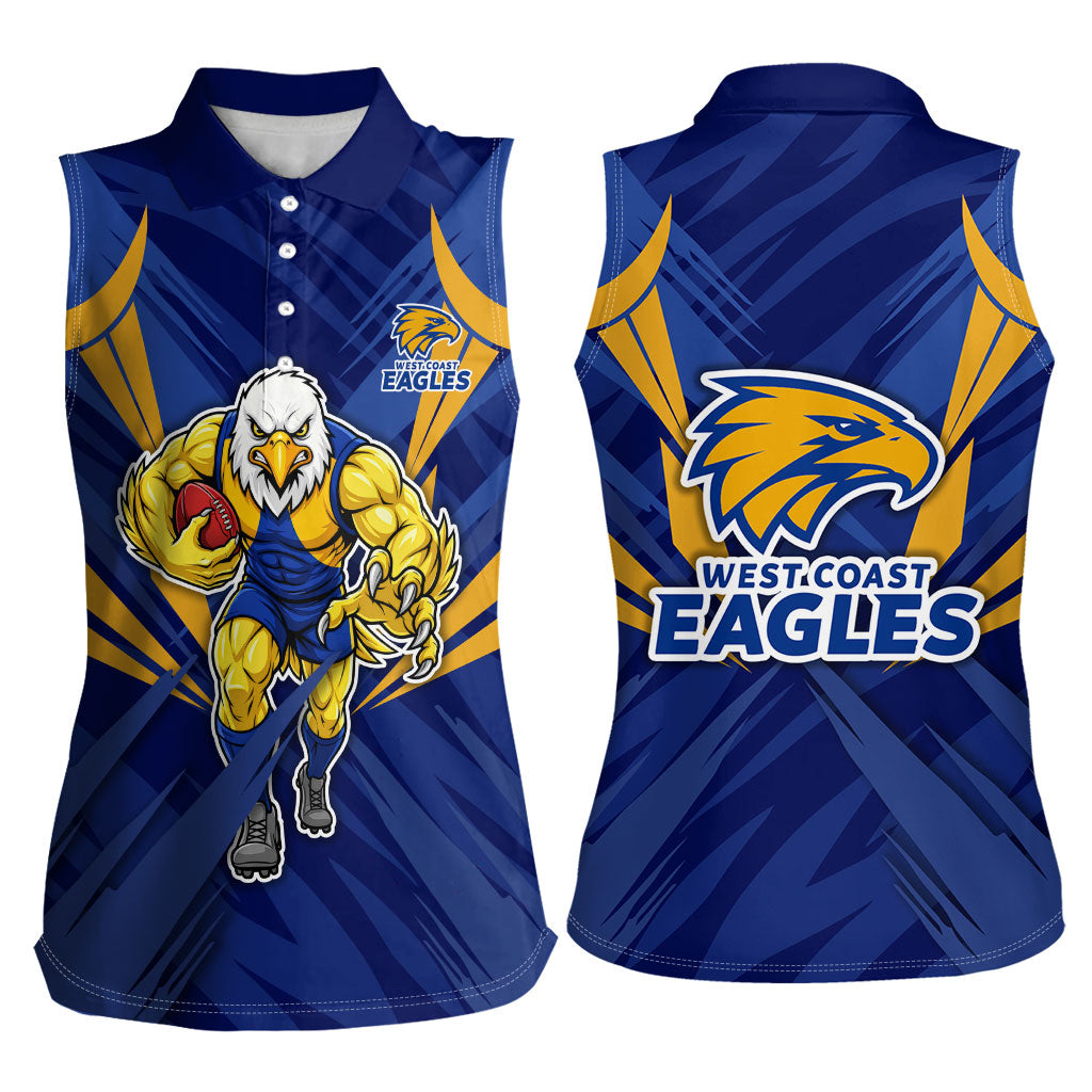 West Coast Eagles Australian Football Women Sleeveless Polo Shirt Powerful Eagle Mascot - Bold Team Colors